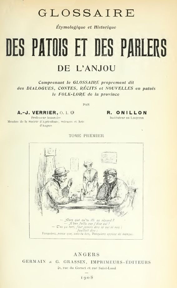 Page I du 1er volume du glossaire.