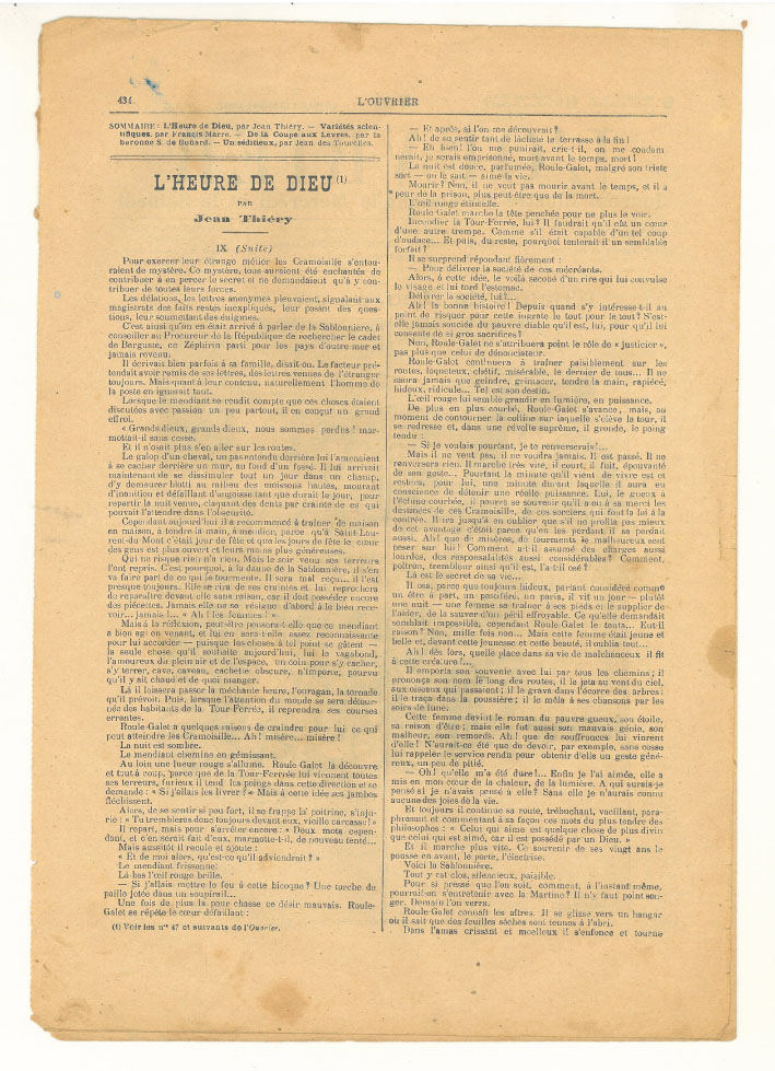 Page 2 du journal L'ouvrier du 6 novembre 1912.