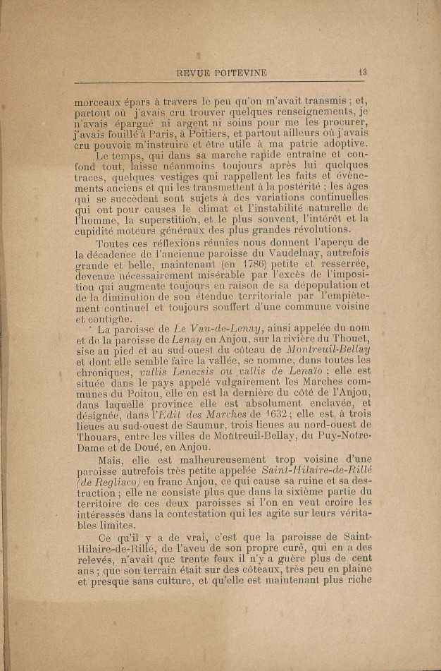Périodique Revue poitevine et du Saumurois d'août 1897.