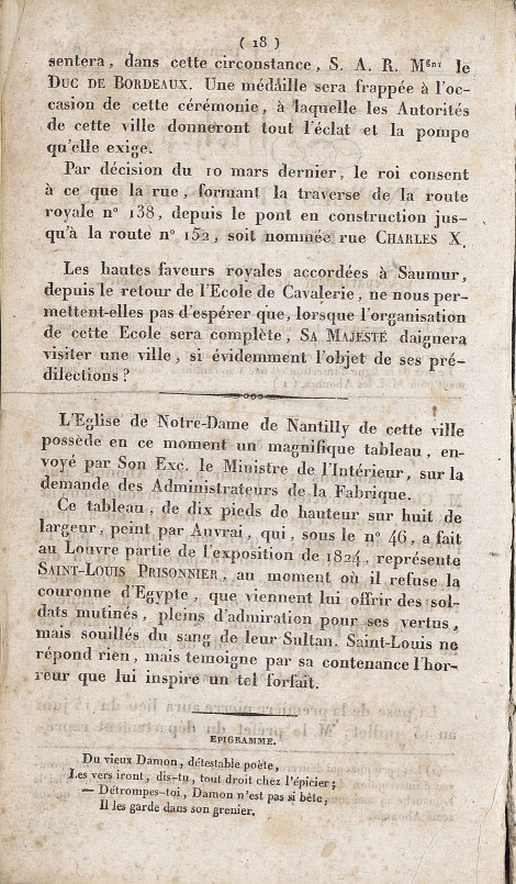 Page 2 d'Affiches, annonces et avis divers de Saumur du 15 mai 1825.