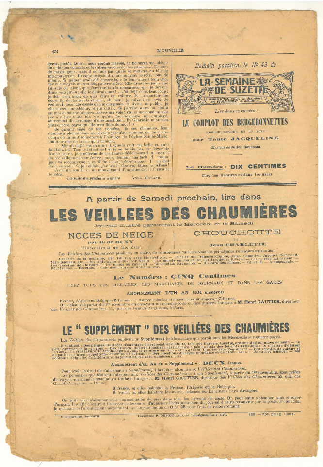 Page 8 du journal L'ouvrier du 31 octobre 1906.