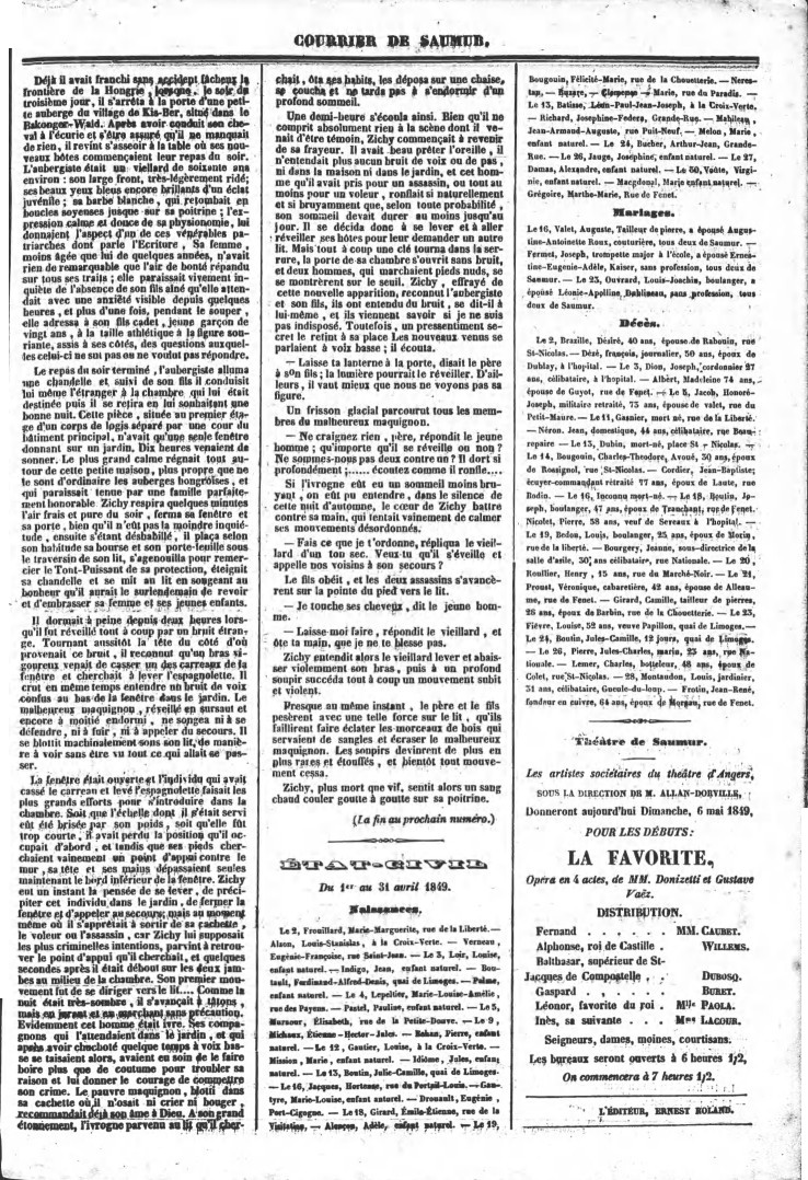 Page 3 du Courrier de Saumur du 6 mai 1849.