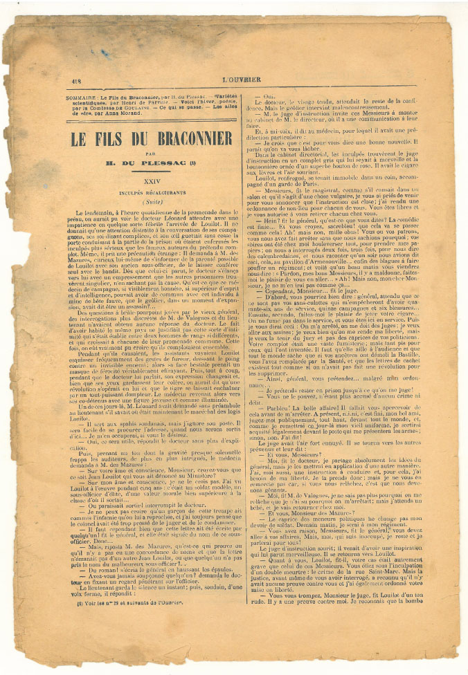 Page 2 du journal L'ouvrier du 31 octobre 1906.
