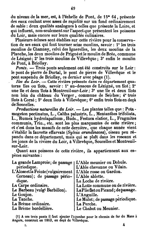Page 49 du premier tome de l'Indicateur de Maine et Loire de Millet.