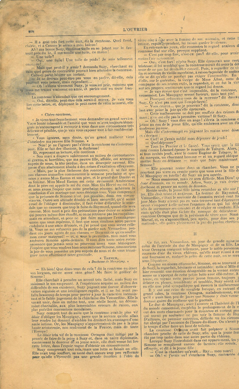 Page 6 du journal L'ouvrier du 20 octobre 1910.
