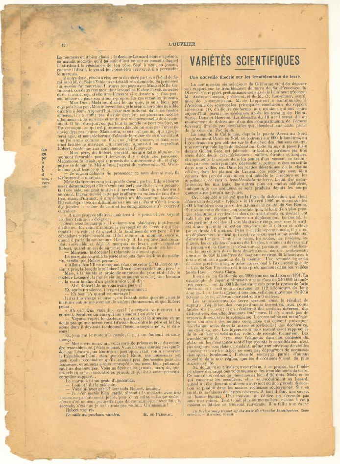 Page 4 du journal L'ouvrier du 31 octobre 1906.