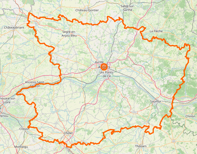 Carte du département de Maine-et-Loire.