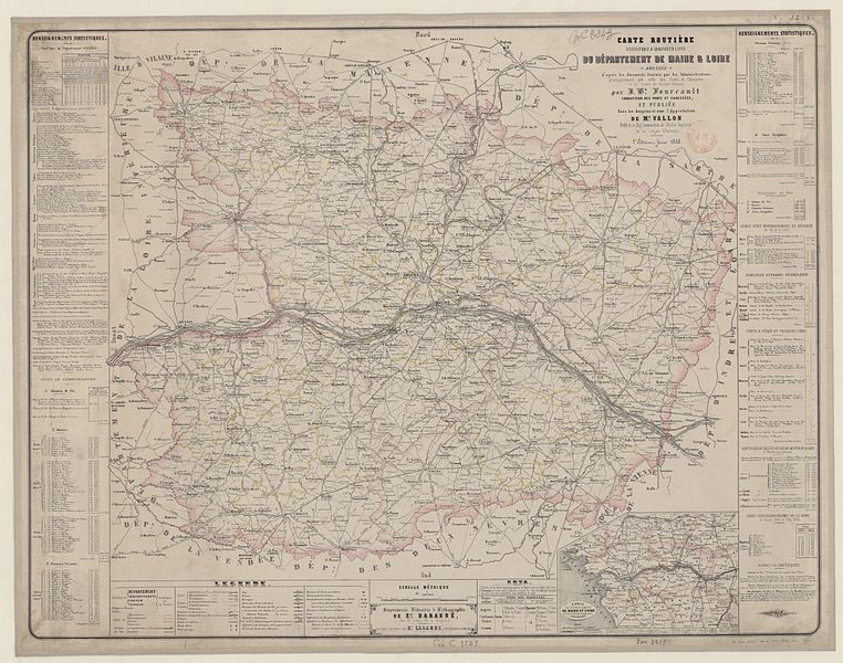 Carte routière en 1858.