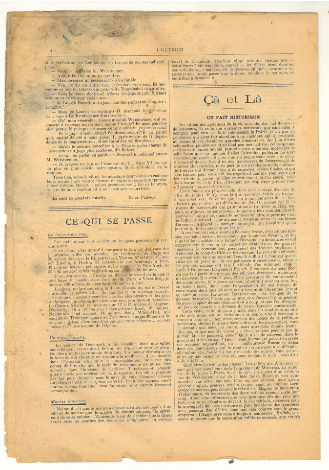 Page 4 du journal L'ouvrier du 24 octobre 1906.
