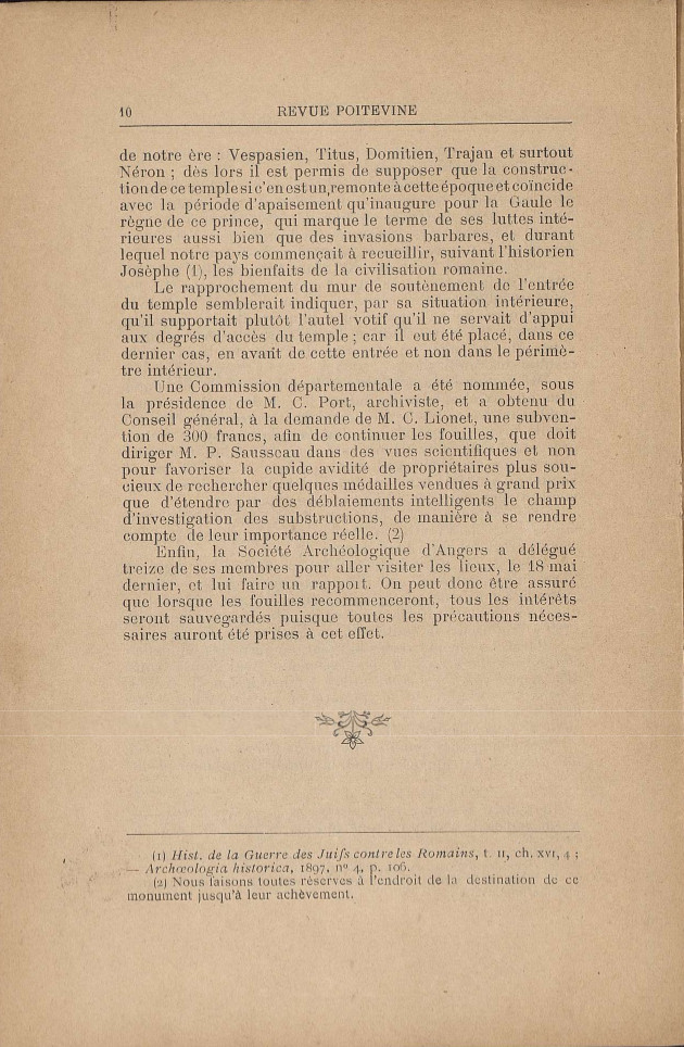 Périodique Revue poitevine et du Saumurois d'août 1897.