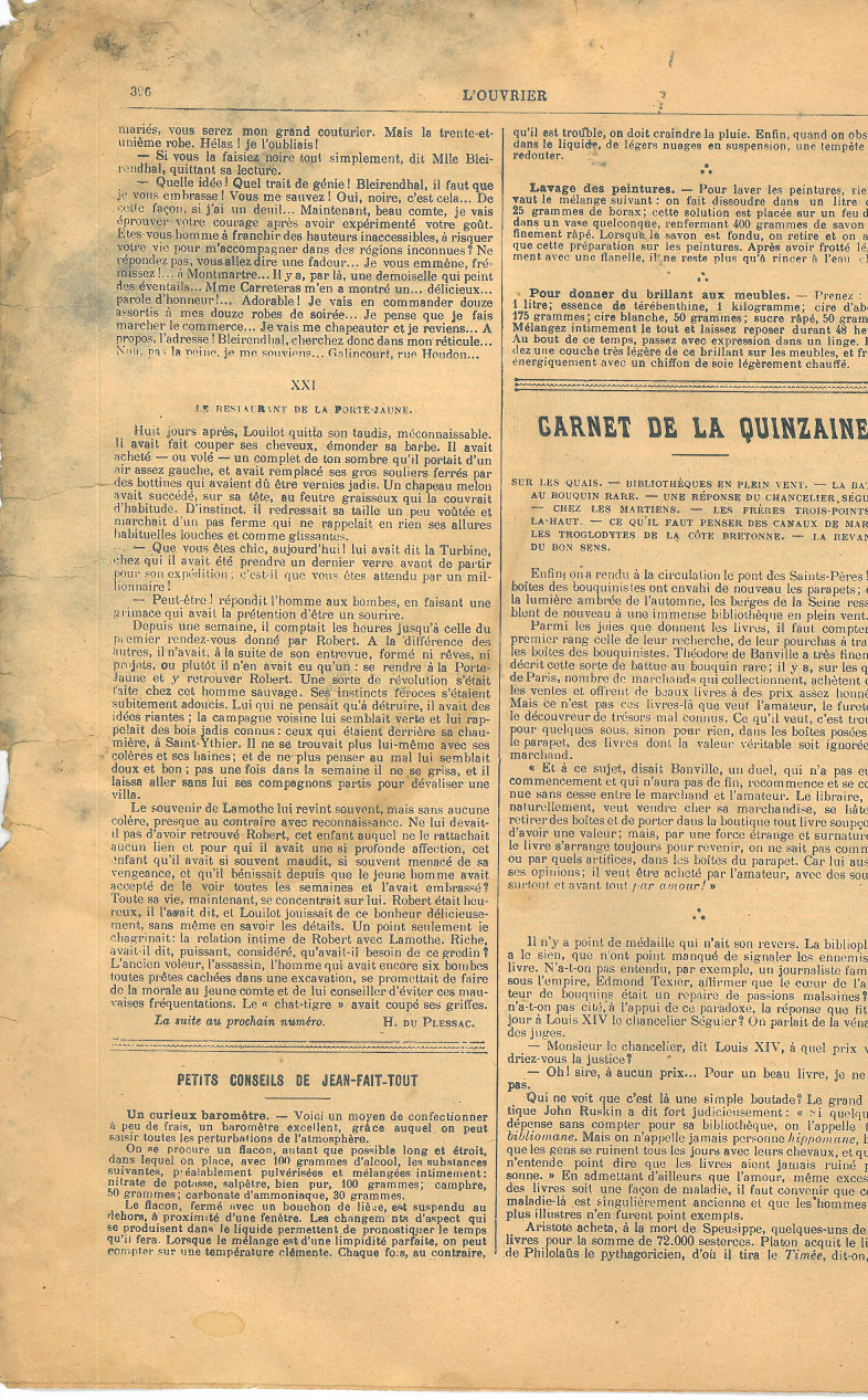 Page 4 du journal L'ouvrier du 20 octobre 1910.
