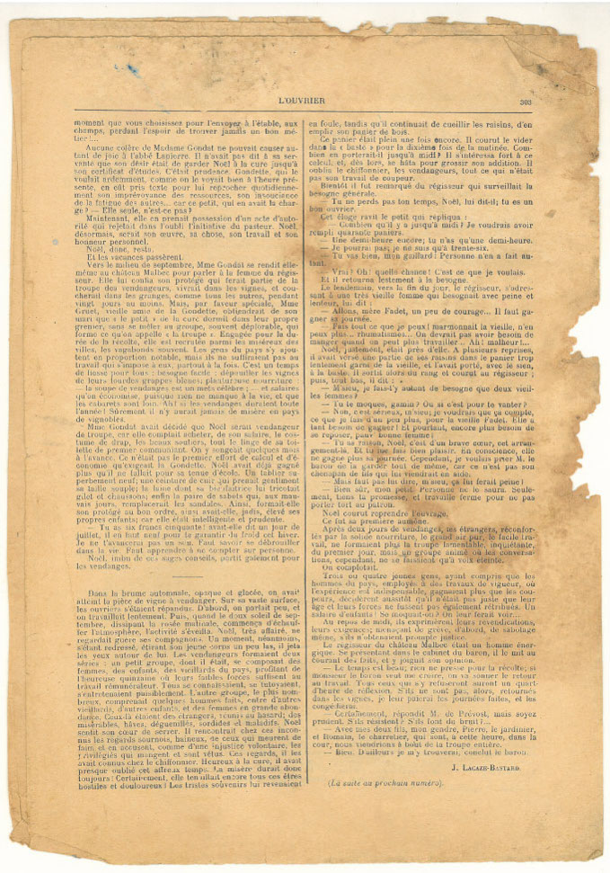Page 7 du journal L'Ouvrier du 10 septembre 1913.