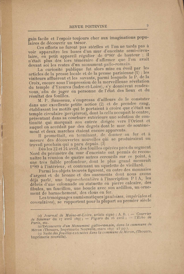 Périodique Revue poitevine et du Saumurois d'août 1897.