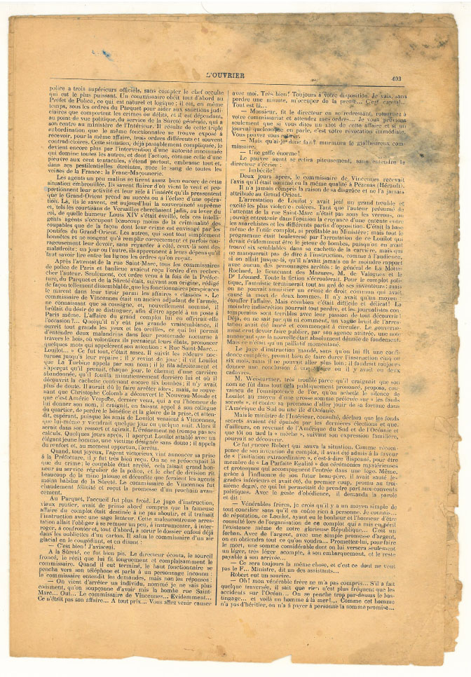 Page 3 du journal L'ouvrier du 24 octobre 1906.