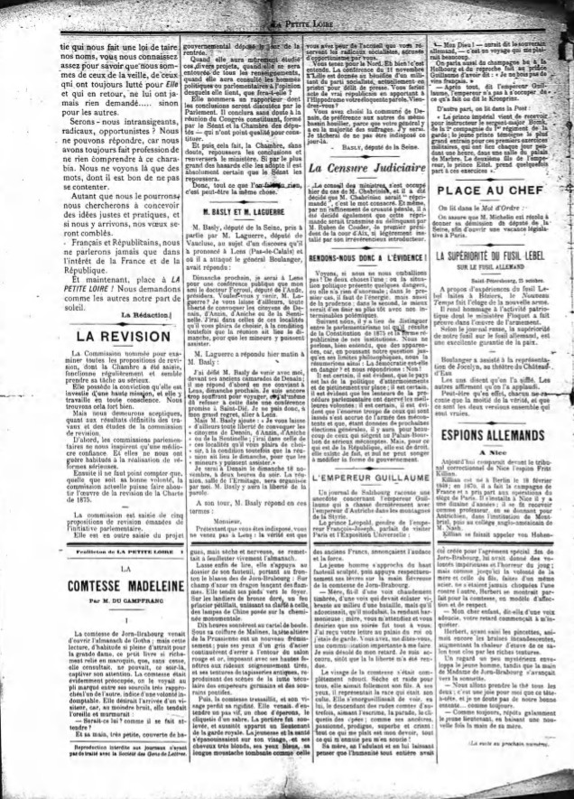 Page 2 du périodique La Petite Loire du 27 octobre 1888.