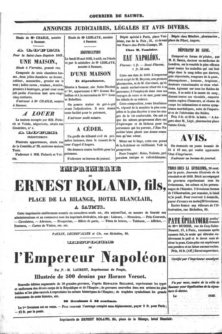 Page 4 du Courrier de Saumur du 6 mai 1849.