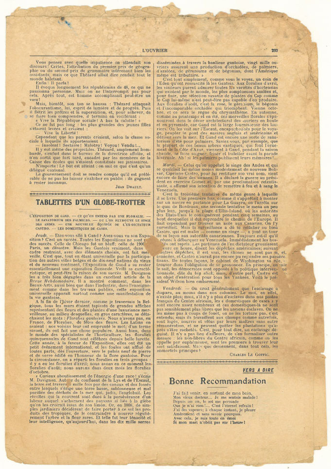 Page 5 du journal L'Ouvrier du 6 septembre 1913.