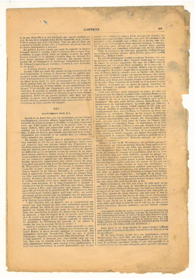 Page 3 du journal L'ouvrier du 31 octobre 1906.