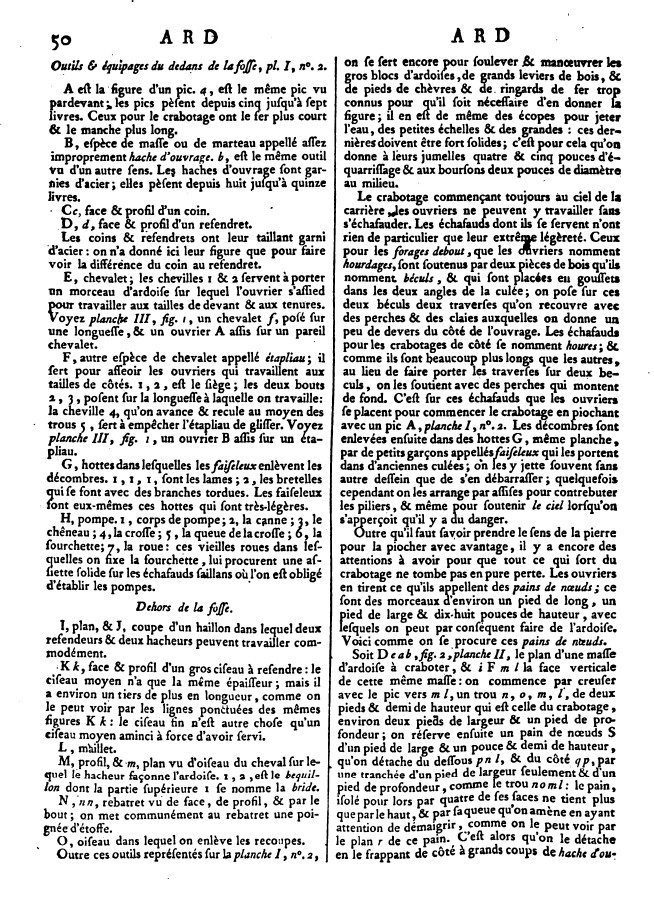 Page 50 du 1er tome de l'Encyclopédie méthodique, ou par ordre de matières.