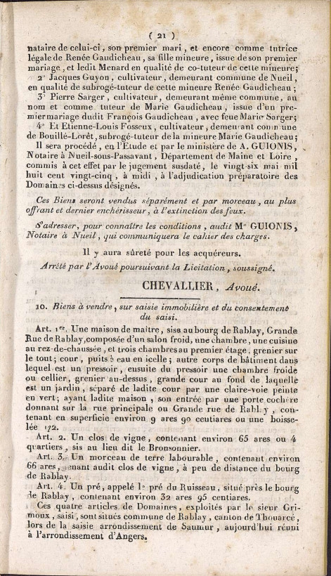 Page 5 d'Affiches, annonces et avis divers de Saumur du 15 mai 1825.