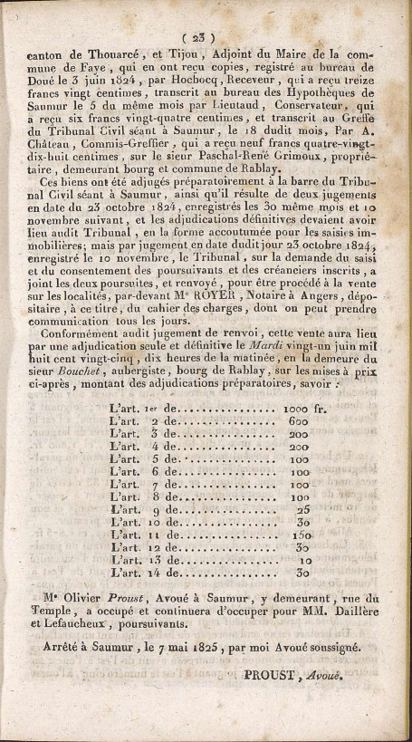 Page 7 d'Affiches, annonces et avis divers de Saumur du 15 mai 1825.