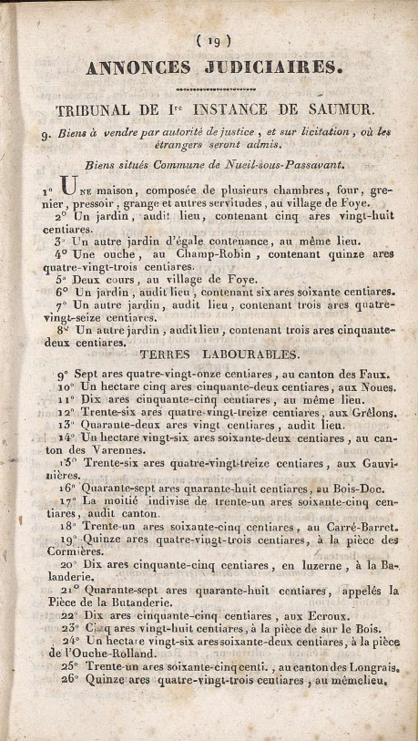 Page 3 d'Affiches, annonces et avis divers de Saumur du 15 mai 1825.
