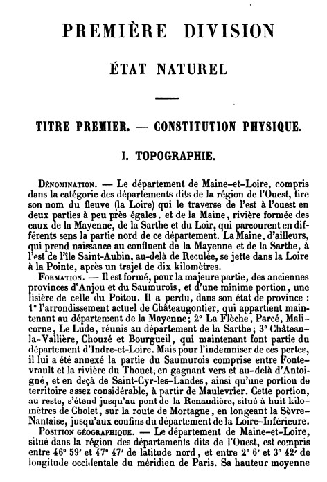 Page 16 du premier tome de l'Indicateur de Maine et Loire de Millet.