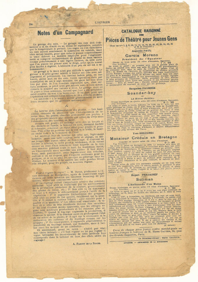 Page 8 du journal L'Ouvrier du 6 septembre 1913.