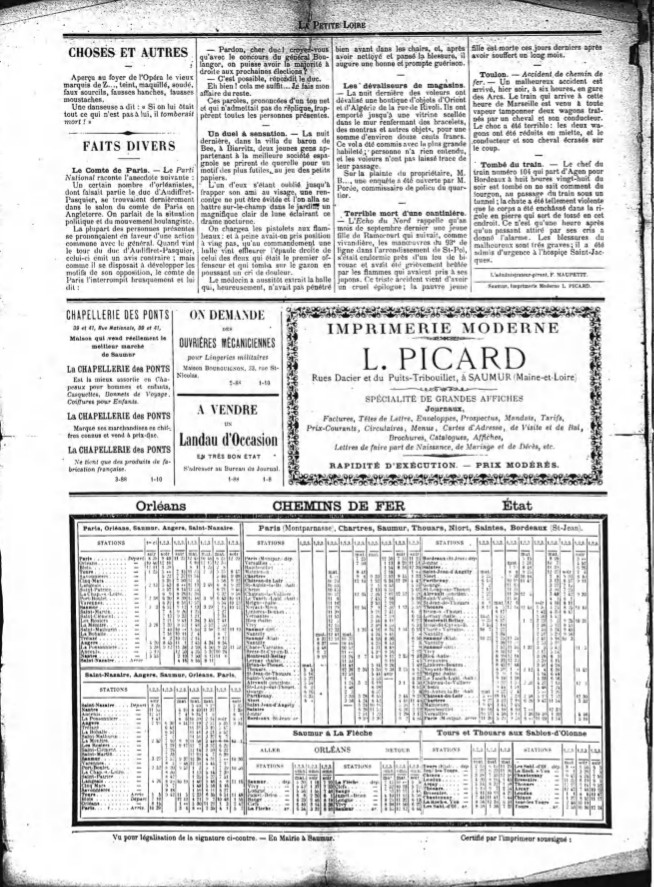 Page 4 du périodique La Petite Loire du 27 octobre 1888.