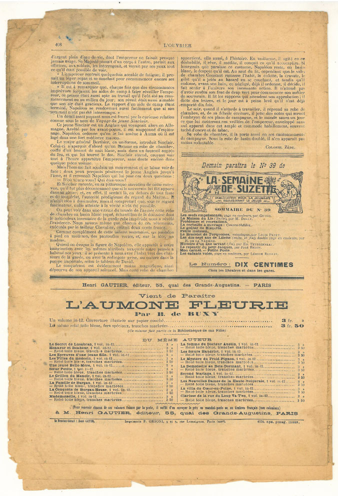 Page 8 du journal L'ouvrier du 24 octobre 1906.