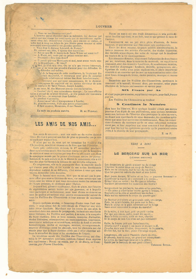 Page 4 du journal L'Ouvrier du 27 octobre 1906.