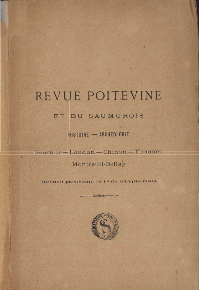 Périodique Revue poitevine et du Saumurois d'août 1897.