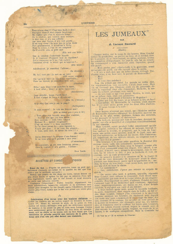 Page 6 du journal L'Ouvrier du 6 septembre 1913.
