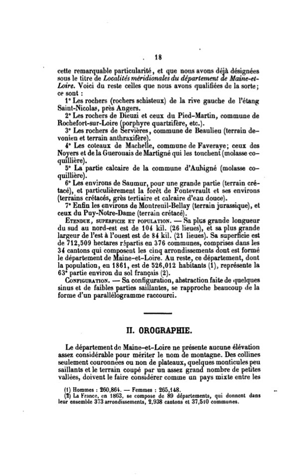 Page 18 du premier tome de l'Indicateur de Maine et Loire de Millet.