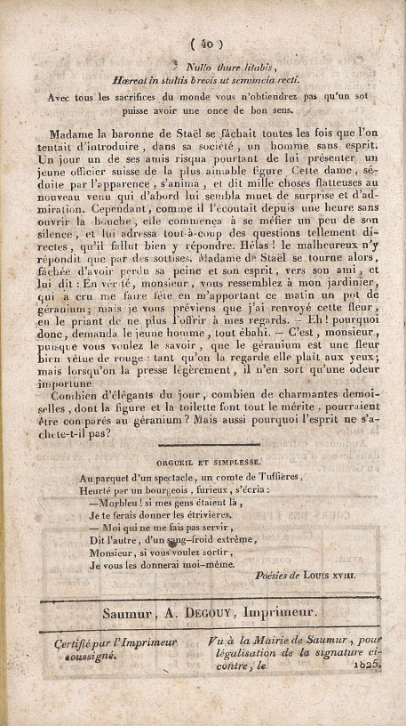 Page 24 d'Affiches, annonces et avis divers de Saumur du 15 mai 1825.