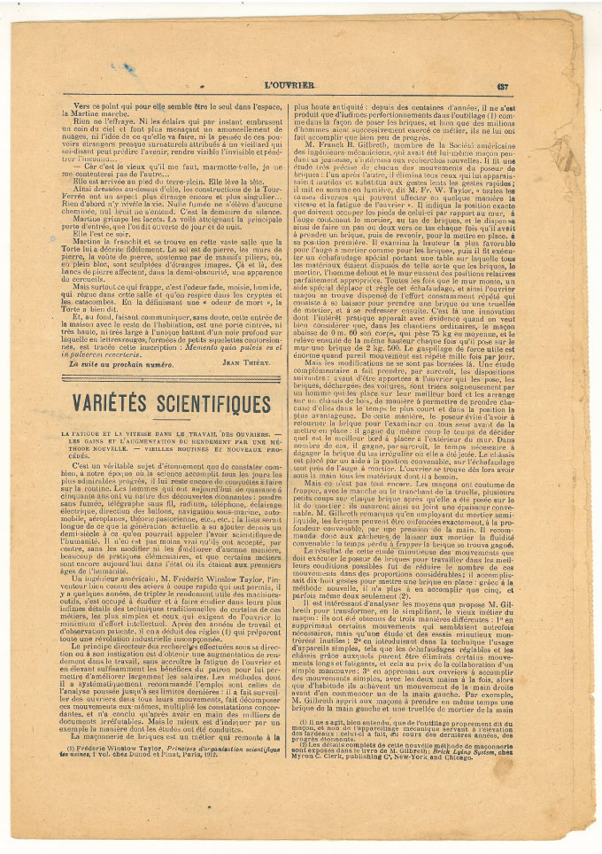 Page 5 du journal L'ouvrier du 6 novembre 1912.