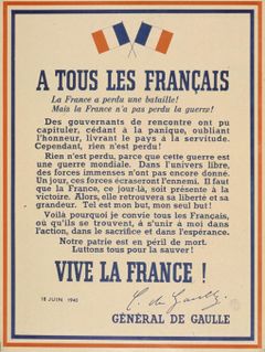 Affiche du 18 juin 1940.