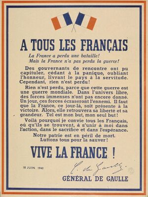 Affiche du 18 juin 1940.