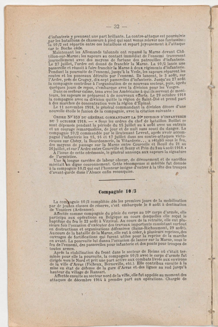 Page 32 de Historique du 6e régiment du génie - Guerre 1914 1918.