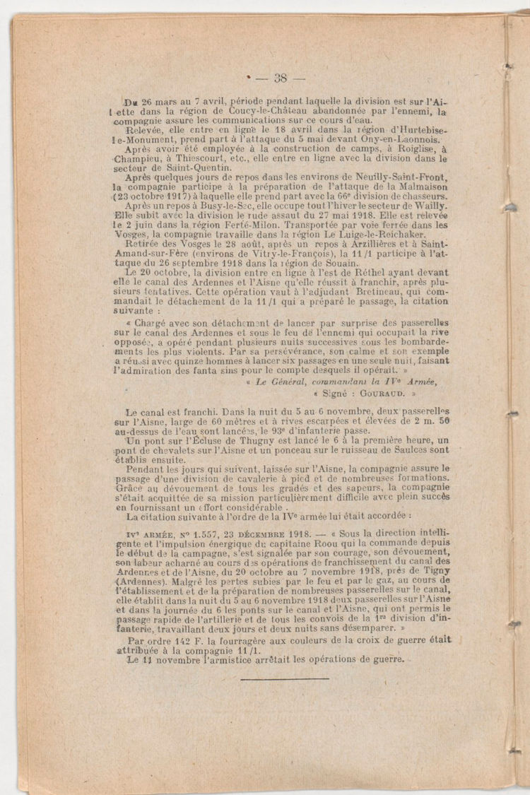 Page 38 de Historique du 6e régiment du génie - Guerre 1914 1918.