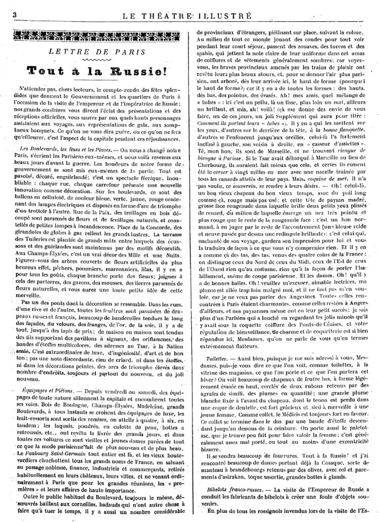 Page 3 du Théâtre illustré du 10 octobre 1896.