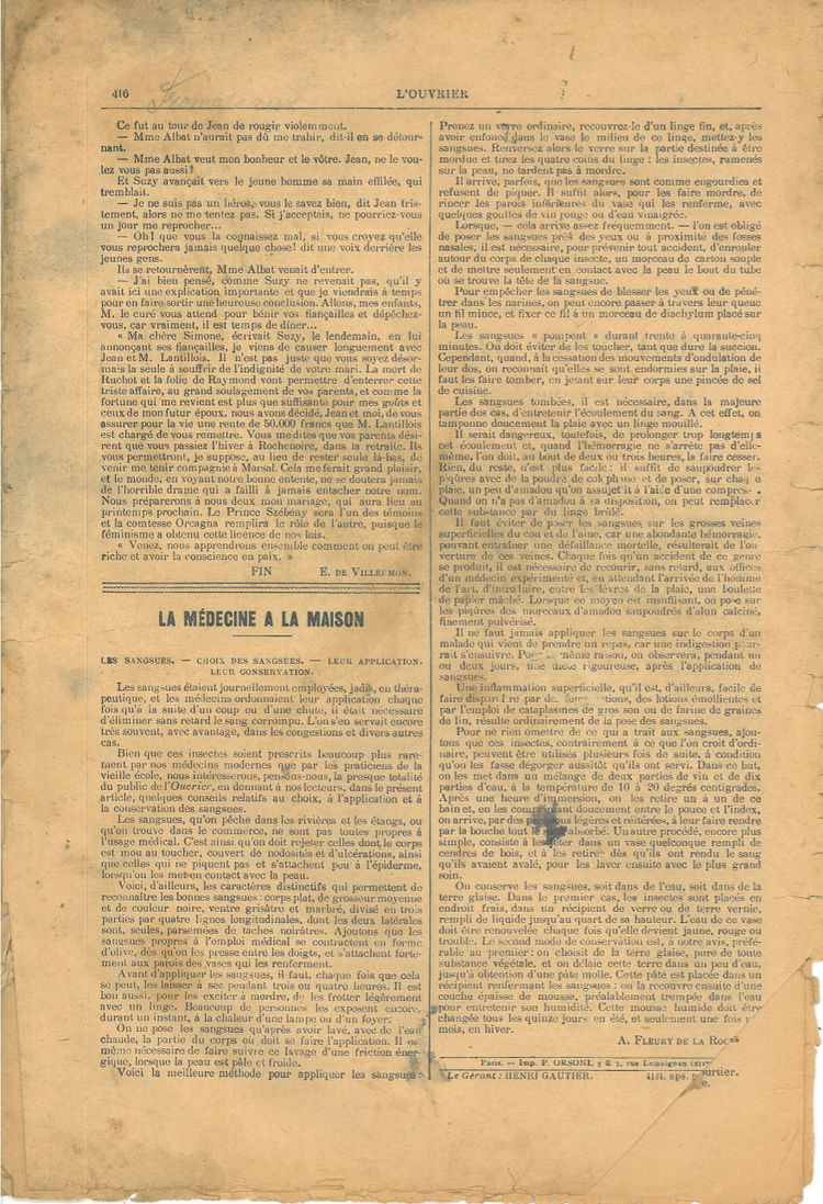 Page 8 du journal L'Ouvrier du 27 octobre 1906.