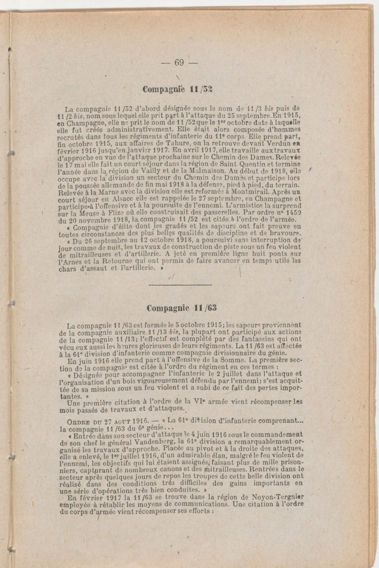 Page 69 de Historique du 6e régiment du génie - Guerre 1914 1918.