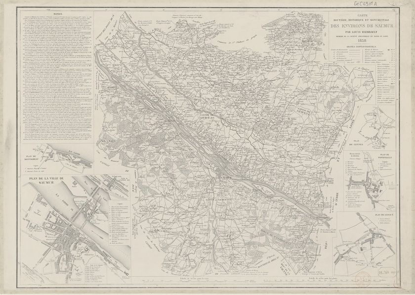 Carte des environs de Saumur en 1858.