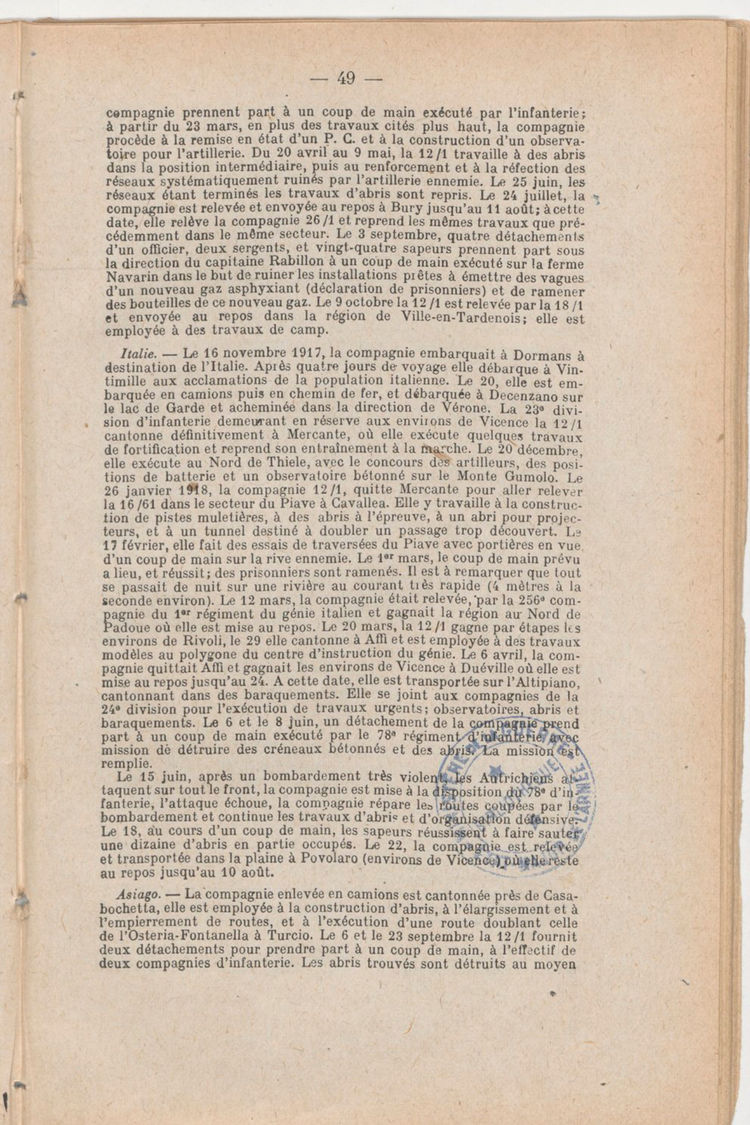 Page 49 de Historique du 6e régiment du génie - Guerre 1914 1918.