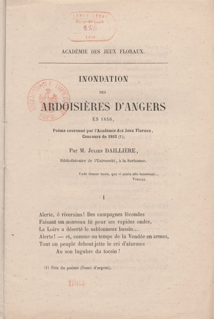 Inondation des ardoisières d'Angers en 1856 par Julien Daillière.