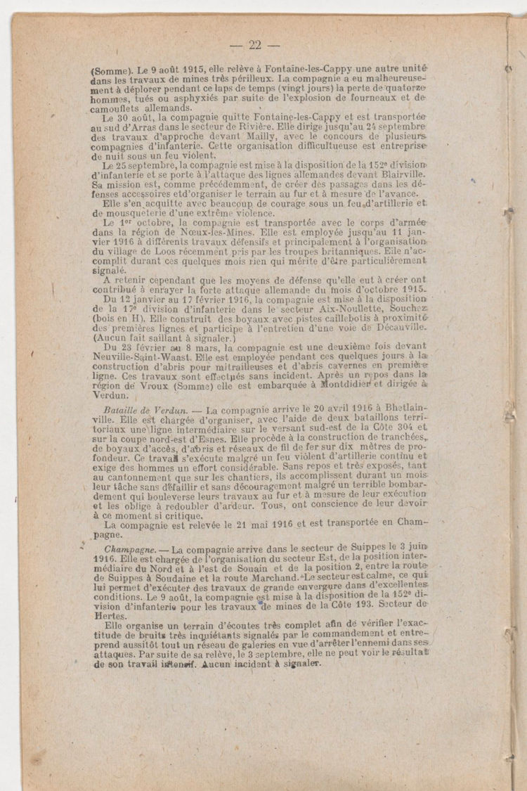 Page 22 de Historique du 6e régiment du génie - Guerre 1914 1918.