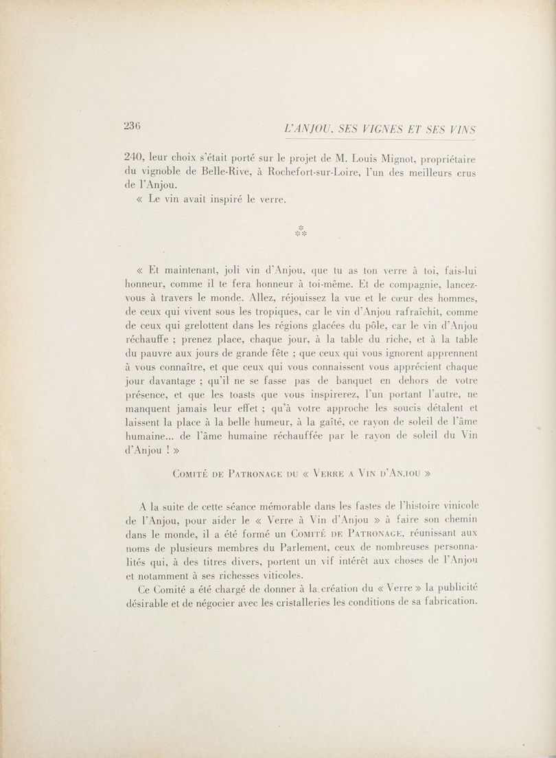 Page 236 de L'Anjou ses vignes et ses vins de Paul Maisonneuve.