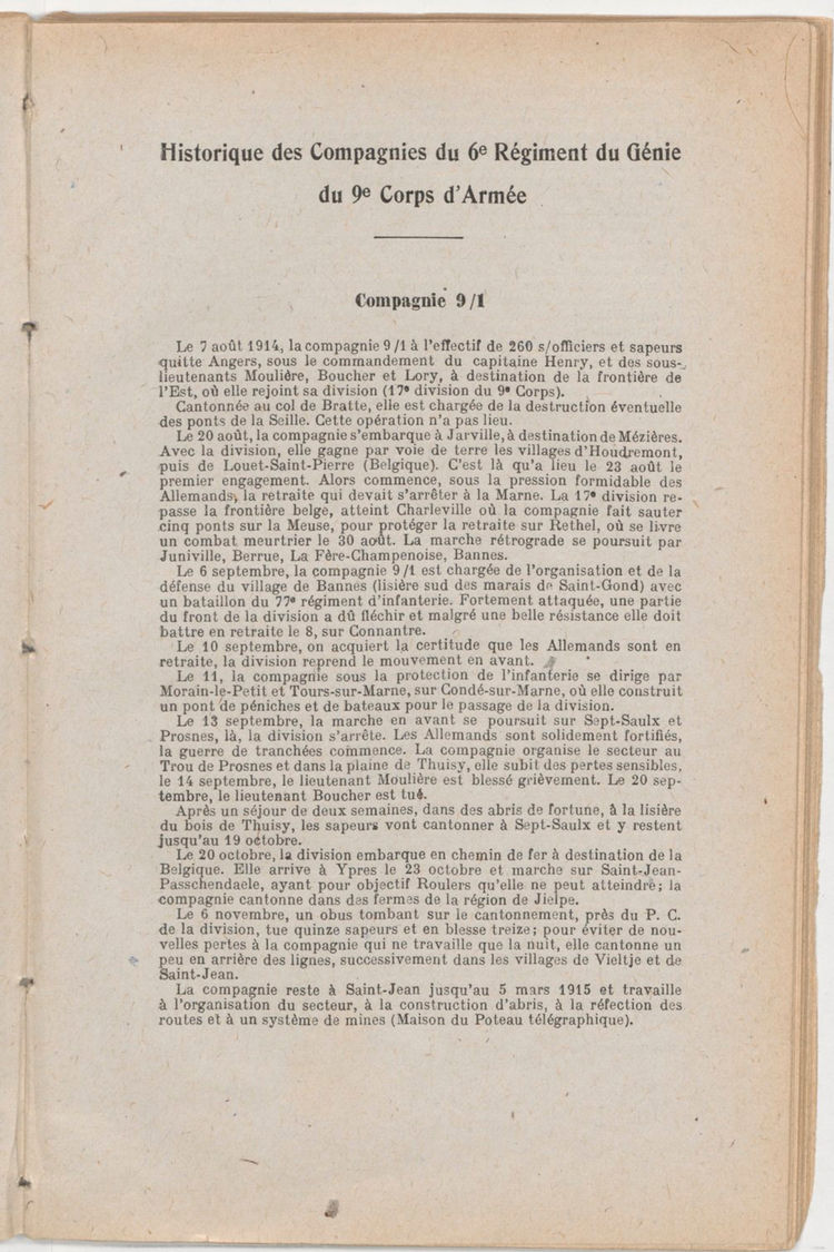 Page 13 de Historique du 6e régiment du génie - Guerre 1914 1918.