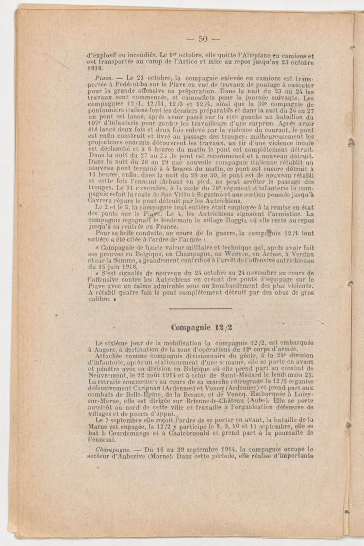 Page 50 de Historique du 6e régiment du génie - Guerre 1914 1918.